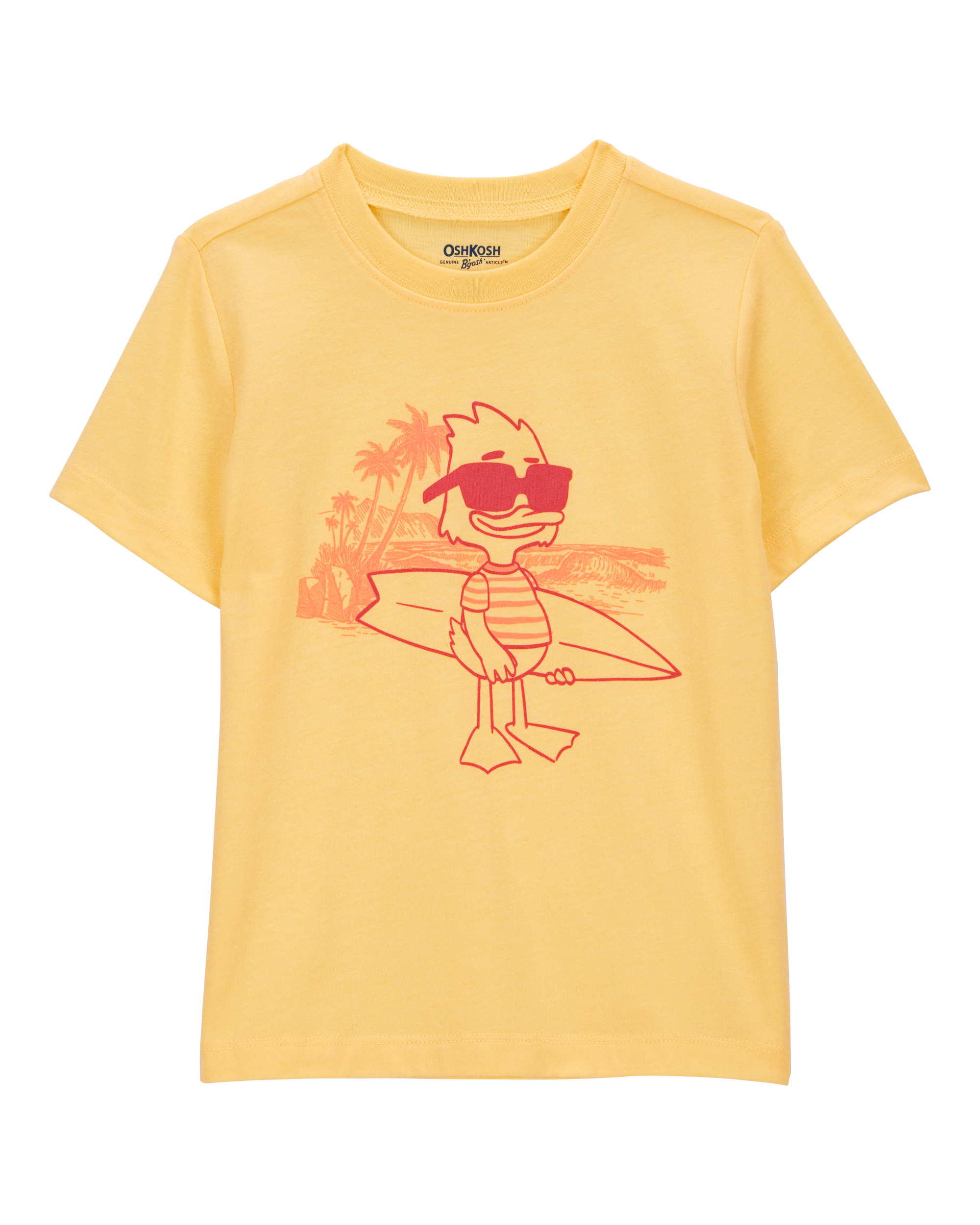 Toddler Cali Sun Surfing Duck Short-Sleeve Graphic Tee - Yellow