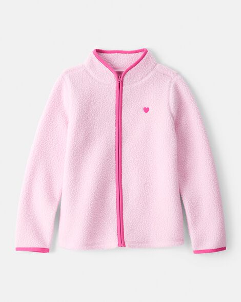 Girls Microfleece Long-Sleeve Zip-Up Jacket - Pink