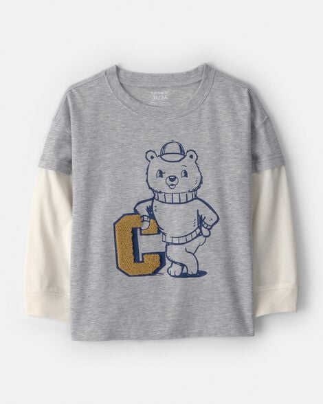 toddler boy varsity bear long-sleeve graphic tee - grey