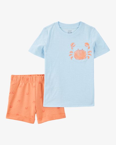  Product image 1 of Toddler  2-Piece  Crab Short Set - Blue/Orange