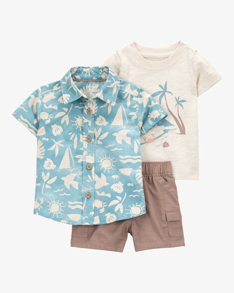 Product image 1 of Baby 3-Piece Beach Print Little Short Set