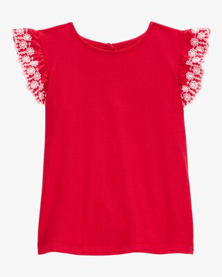 Product image 1 of Toddler Eyelet Ruffle Top - Red