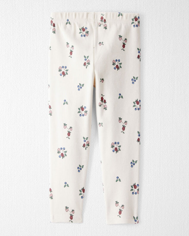 Product image 2 of Toddler Girl Organic Cotton Ribbed Knit Pants in Berry Blossom Print