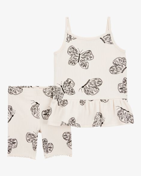 Product image 1 of Toddler 2-Piece Butterfly Tank & Bike Short Set - Ivory