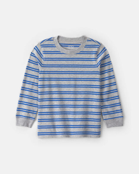 toddler boy striped long-sleeve tee - grey/blue