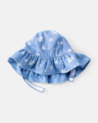 Product image 2 of Baby Girl Chambray Floral Print Sun Hat - Blue