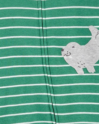 Product image 2 of Baby Striped Walrus 2-Way Zip Sleep & Play Pajamas