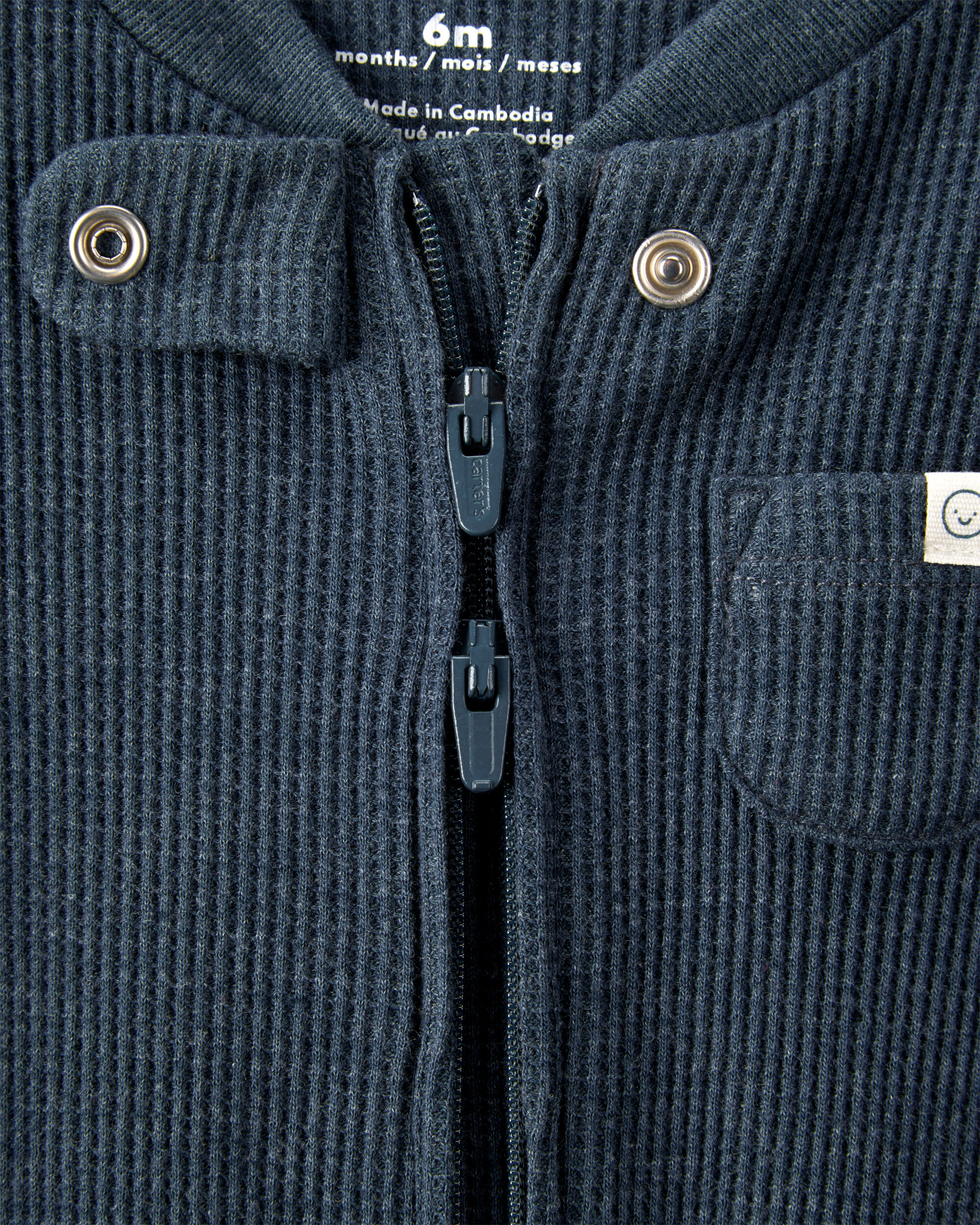 Baby Boy Solid Cotton Long-Sleeve 2-Way Zip Sleep & Play Pajamas - Navy