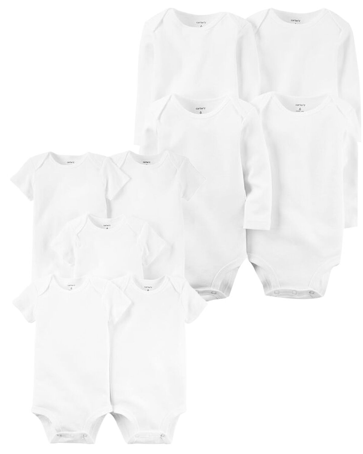 Baby 9Pack Short Sleeve & Long Sleeve Cotton Bodysuits Set Carter's