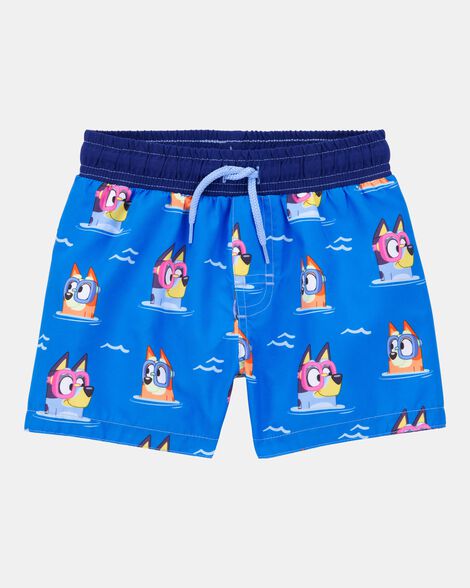 toddler boy bluey™ swim trunks- blue