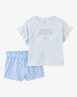 Product image 1 of Toddler Girl Ice Cream Print Loose Fit 2-Piece Pajamas - Blue