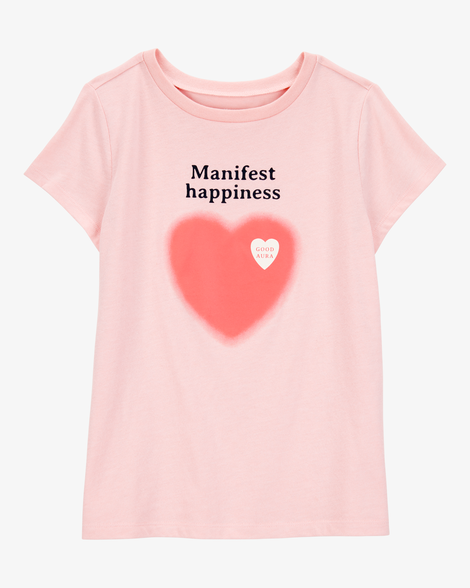 Kid Manifest Happiness Short-Sleeve Graphic Tee - Pink