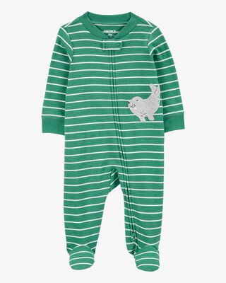 Product image 1 of Baby Striped Walrus 2-Way Zip Sleep & Play Pajamas