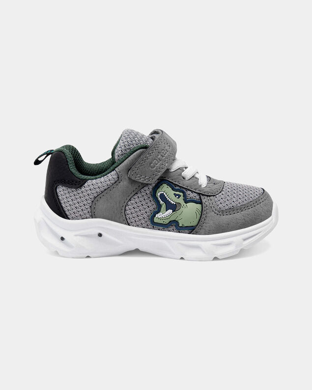 Product image 2 of Toddler Boy Light-Up Dinosaur Athletic Sneakers - Grey/White