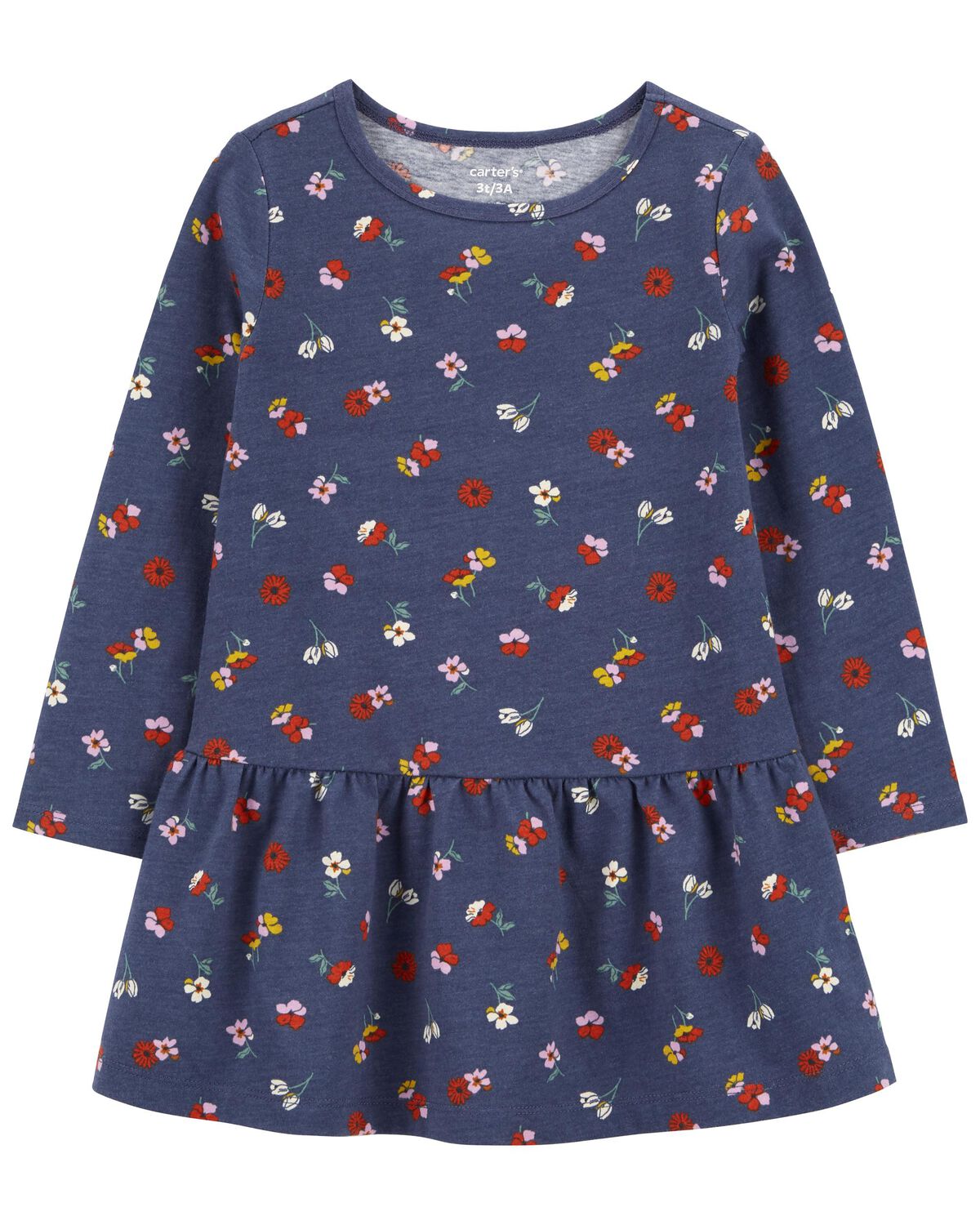 Navy Toddler Floral Jersey Dress