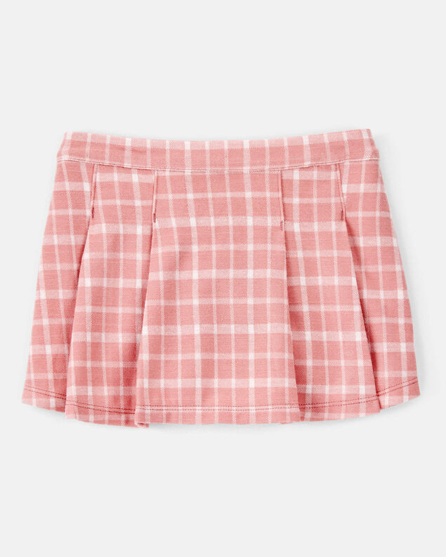 Product image 1 of Toddler Girl Plaid Print Knit Skort - Pink