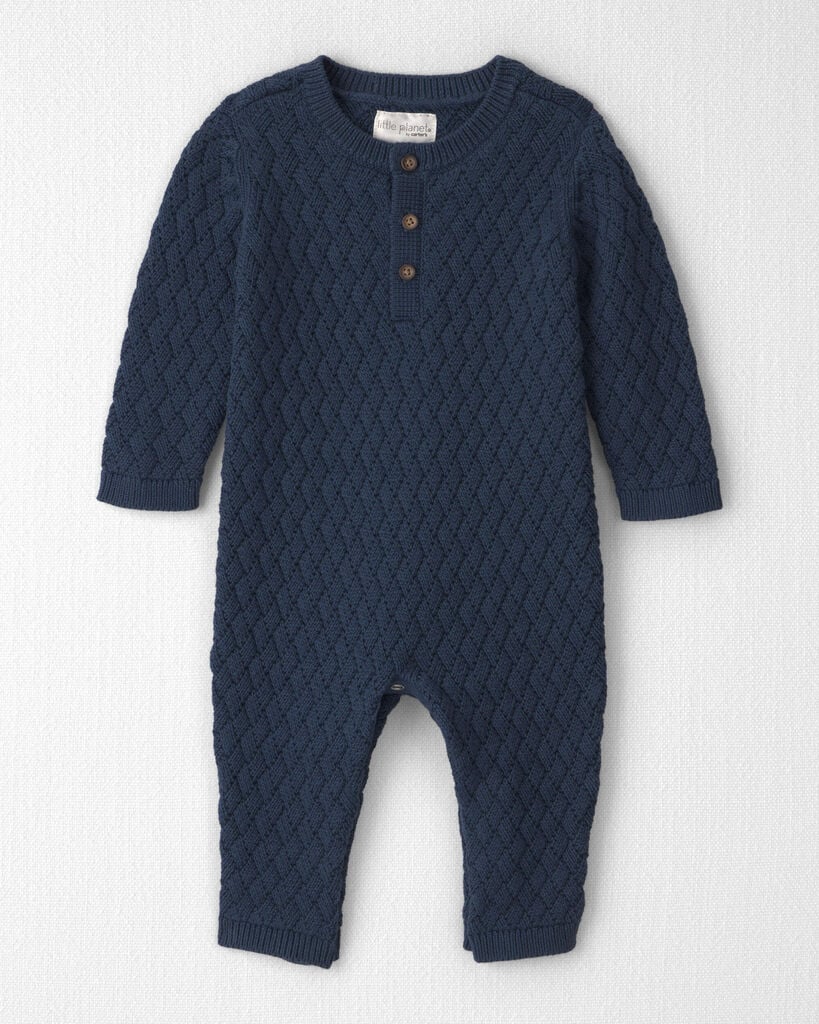 Little Planet by Carter's Baby Boys' or Baby Girls' Sweater-Knit Long-Sleeve Jumpsuit - Blue