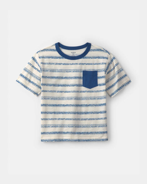 Boys Striped Pocket Tee - Blue/White