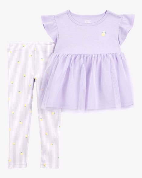  Product image 1 of Toddler 2-Piece Lemon Tulle Top & Legging Set - Purple