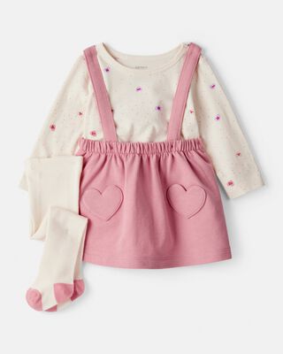 Baby Girl 3-Piece Plaid Print Tee, Skirt & Tight Set - Red