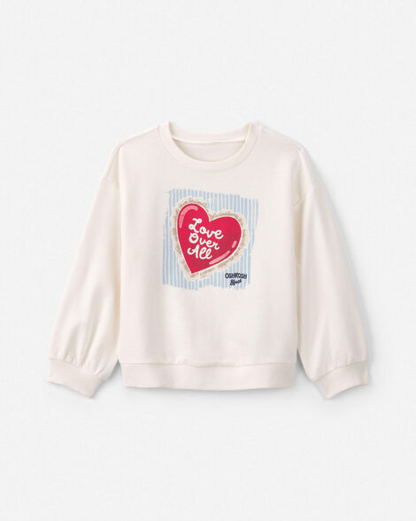 Toddler Girl 'Love Over All' Valentine's Day Pullover Sweatshirt - Cream