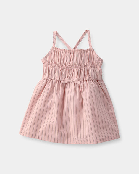 baby girl striped sleeveless dress - pink