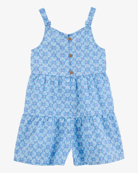  Product image 1 of Toddler Tropical Print Button-Down Romper - Blue
