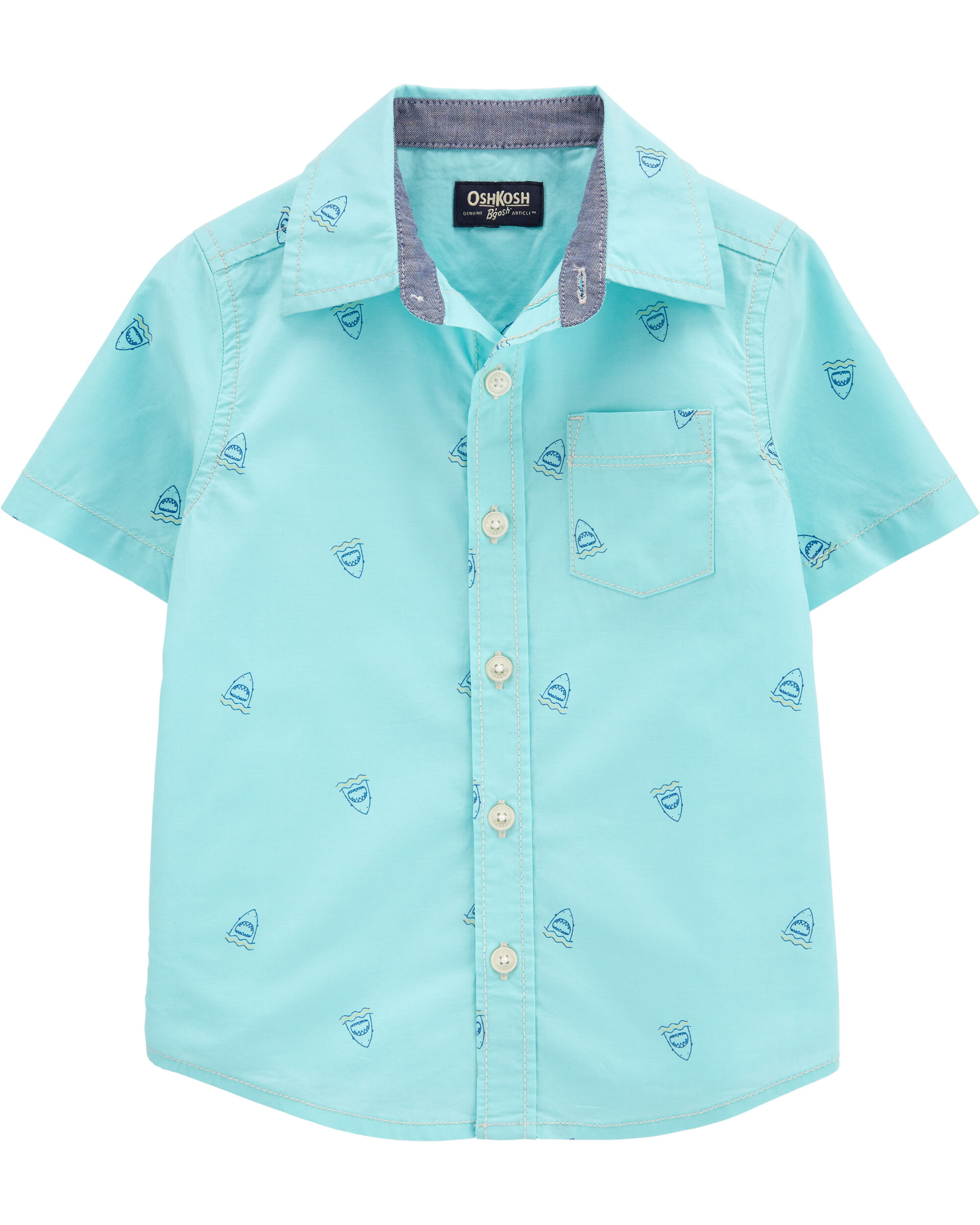 *CLEARANCE* Shark Short Sleeve Button-Front Shirt