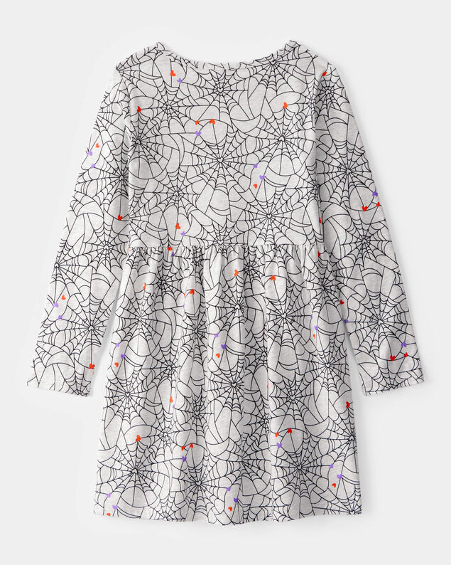 Product image 2 of Girls Halloween Spiderwebs Long-Sleeve Dress - Black/White
