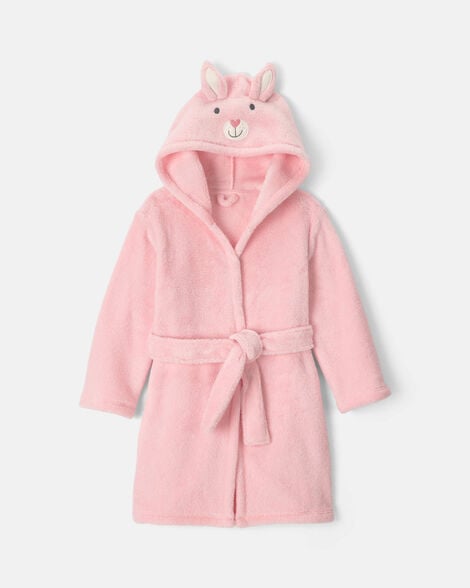 toddler bunny hooded fleece robe - pink