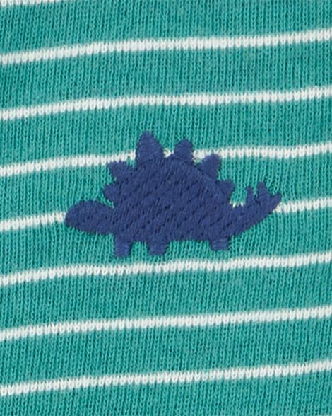 Product image 2 of Baby Dinosaur Striped Cotton Short-Sleeve Romper - Green
