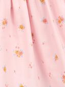 Pink - Baby Floral Stretch Denim Jumper Dress - Pink, Selected