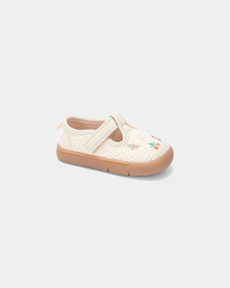 baby girl every step® first walker floral casual shoes - cream