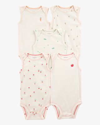 Product image 1 of Baby 5-Pack Vegetables Sleeveless Bodysuits - Ivory