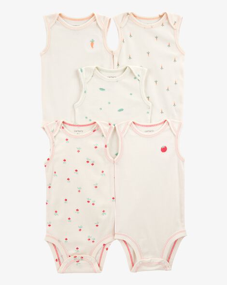  Product image 1 of Baby 5-Pack Vegetables Sleeveless Bodysuits - Ivory