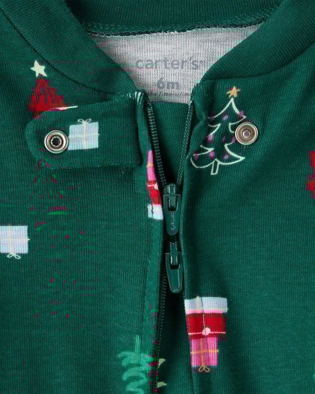 Product image 2 of Baby Green Trees 100% Cotton Long-Sleeve Sleep & Play Pajamas - Green