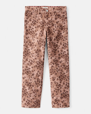 Product image 1 of Girls Mid-Rise Leopard Print Cotton Pants - Brown