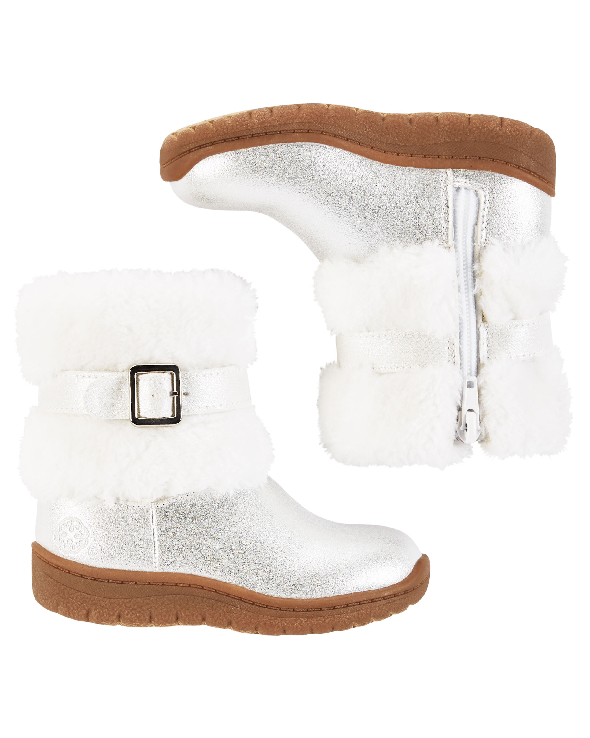 kids white fur boots