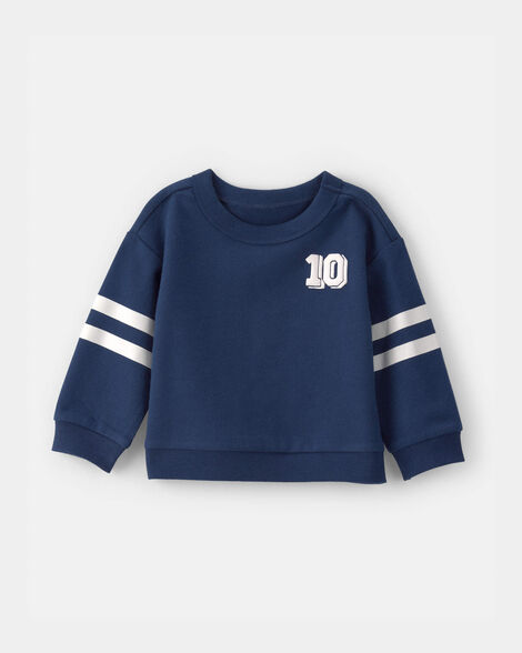 baby boy varsity french terry pullover sweatshirt - navy blue