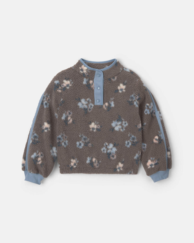 OshKosh B'gosh Girls Floral Fleece Pullover 10 Brown