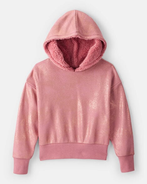 Girls DayDream Fleece Metallic Sherpa Hoodie - Pink