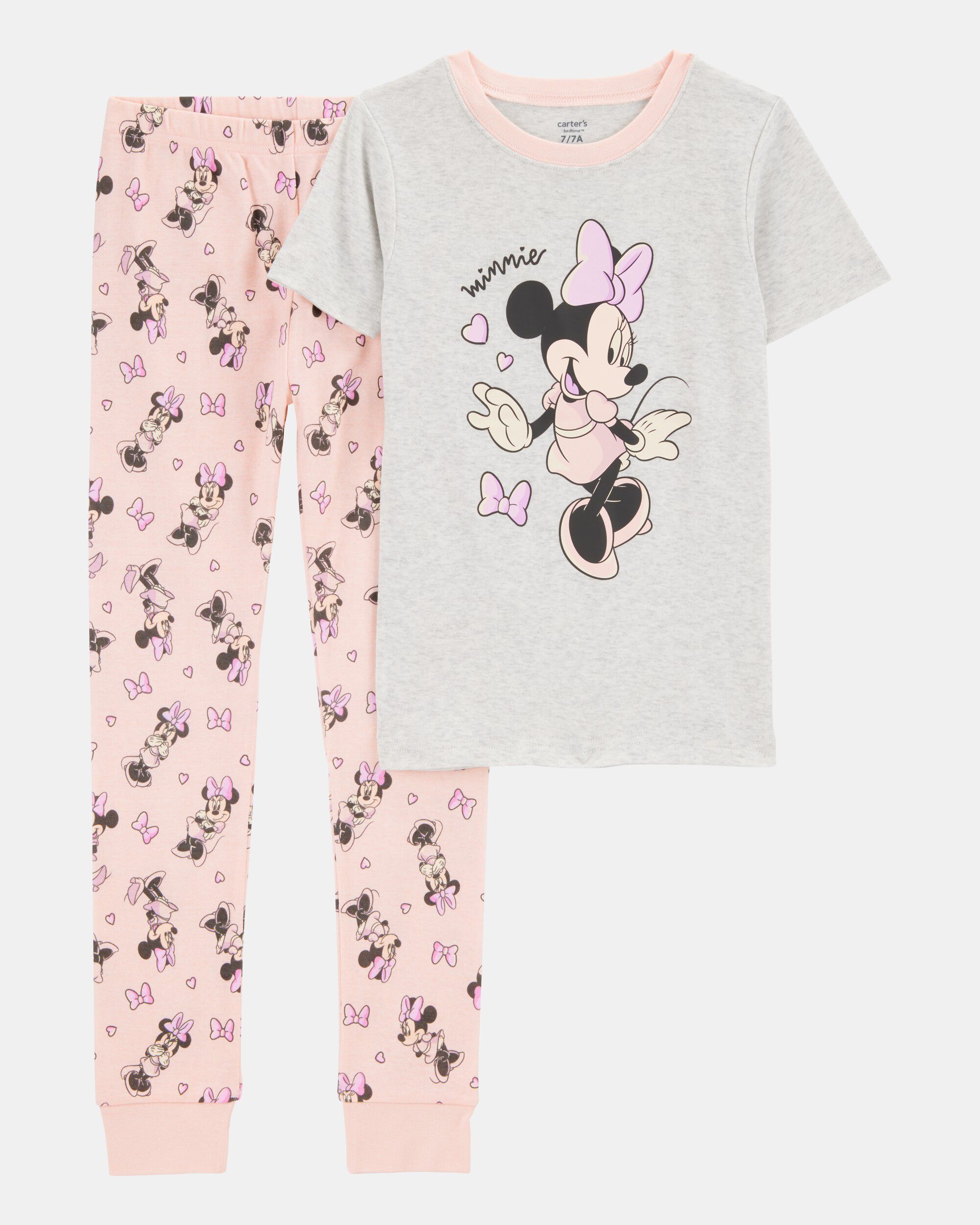 Carters kid minnie mouse snug fit cotton 2-piece pajamas 10 PinkGrey 20$