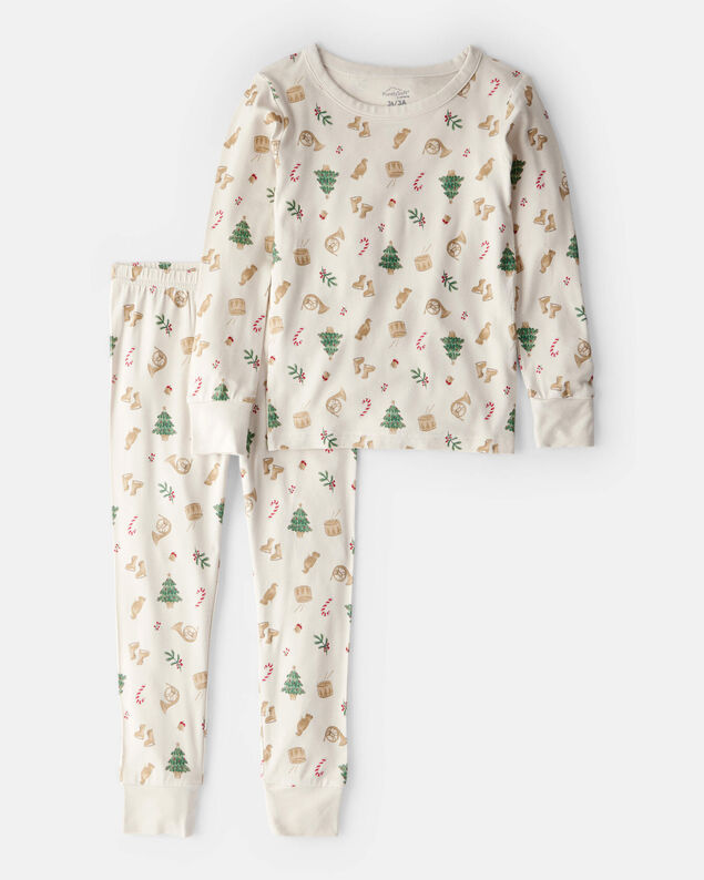 Product image 1 of Toddler Festive Holiday PurelySoft Snug Fit 2-Piece Pajamas - Cream