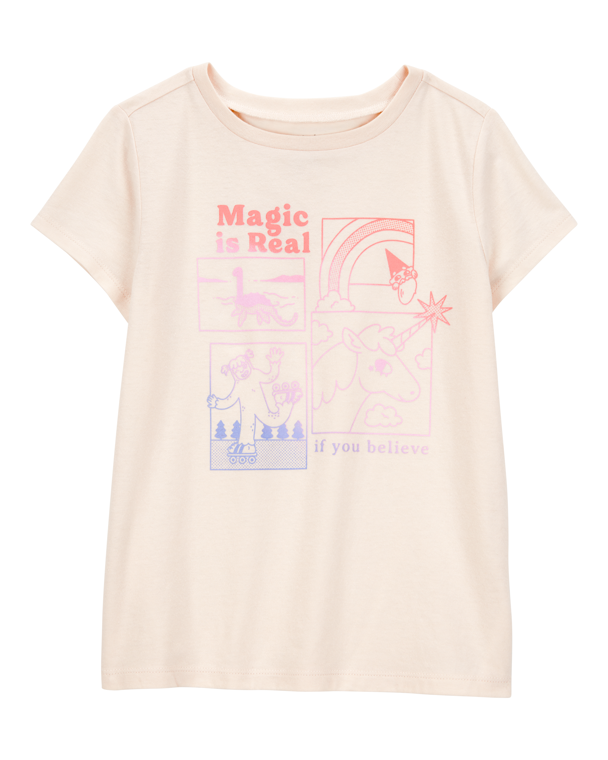 Girls Magic Is Real Short-Sleeve Graphic Tee - Ivory