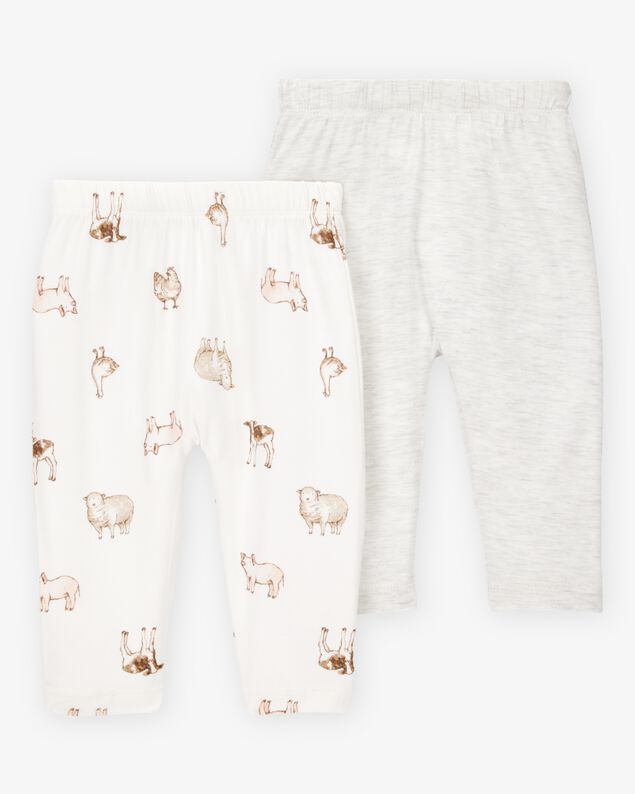 Product image 1 of Baby Girl 2-Pack PurelySoft Pull-On Pants - Grey/Ivory