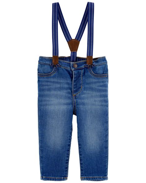  Product image 1 of Baby Knit-Denim Suspender Pants