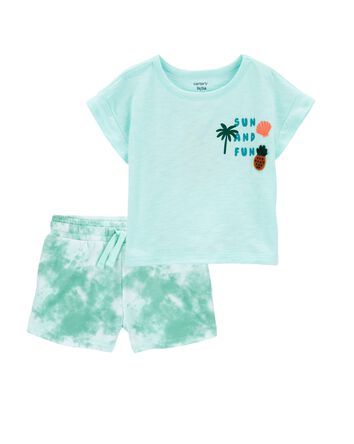 Toddler 2-Piece Sun And Fun Tee & Tie-Dye Pull-On Shorts Set