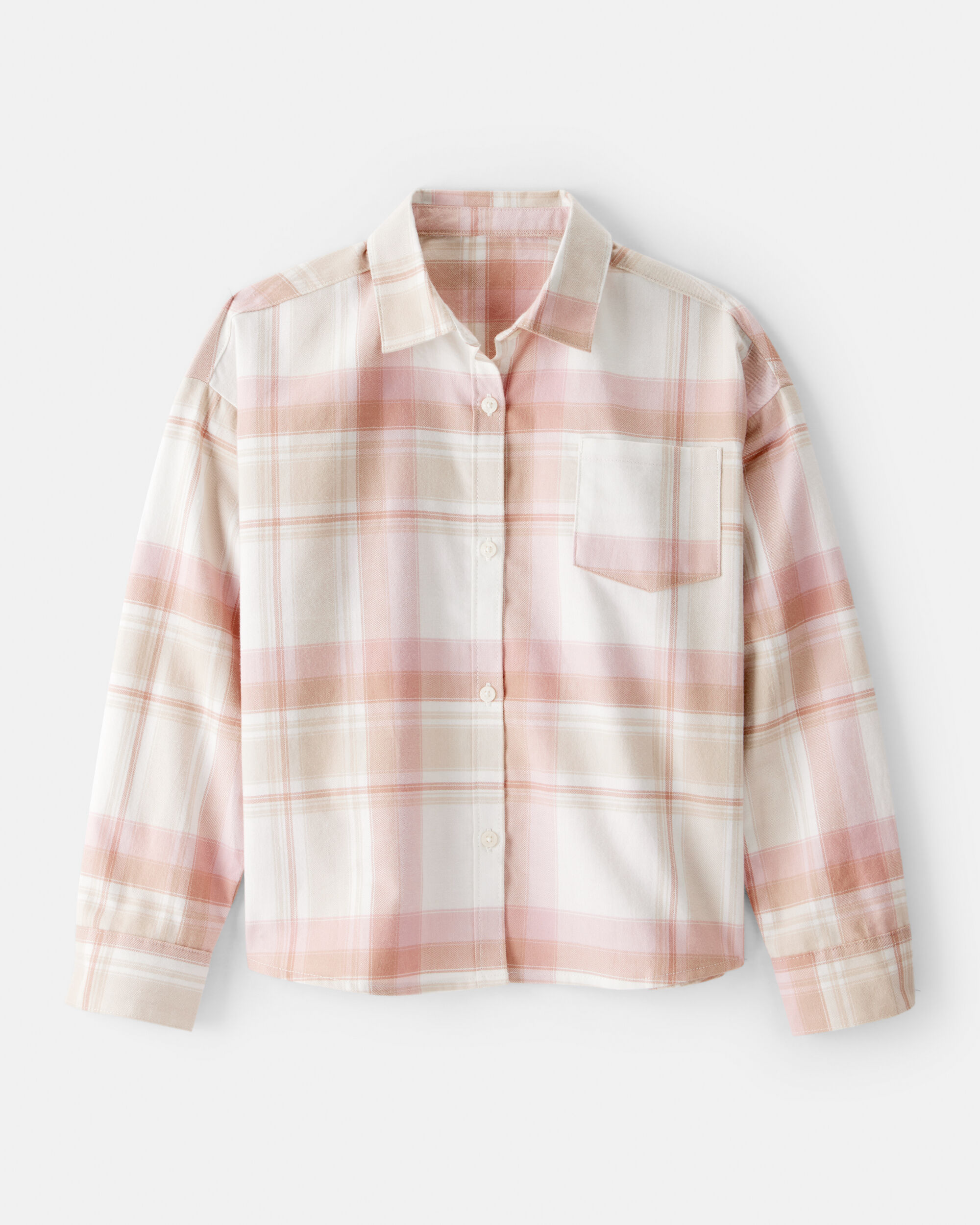 Girls Plaid Long-Sleeve Button-Down - Ivory