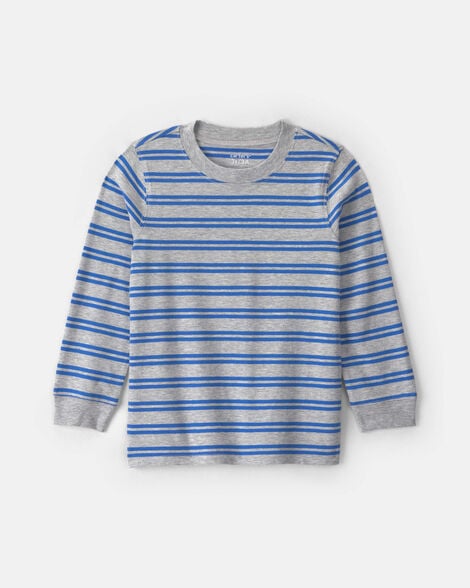 toddler boy striped long-sleeve tee - grey/blue
