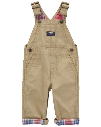 Baby Classic Plaid-Lined Canvas Overalls